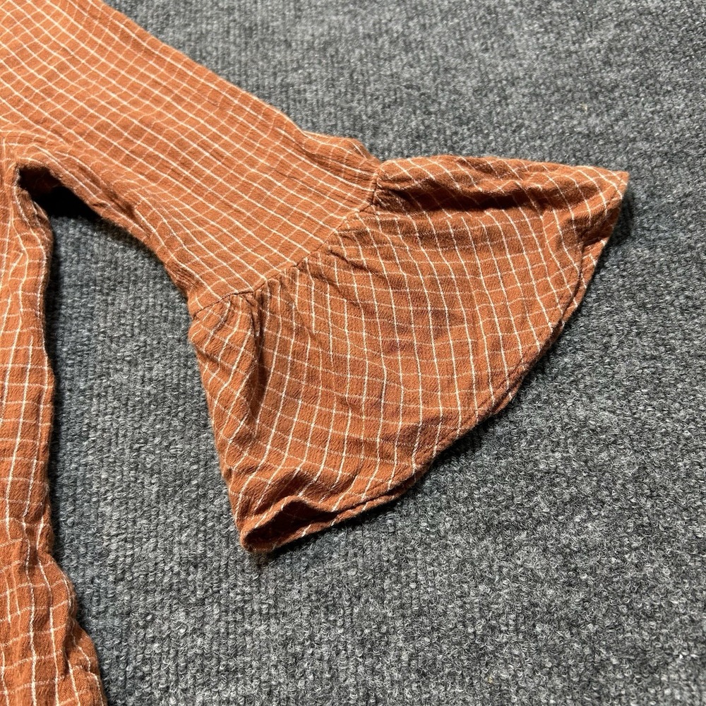 Madewell Veranda Plaid Top Bell Sleeve Button Front Womens Small Autumn - Picture 3 of 7